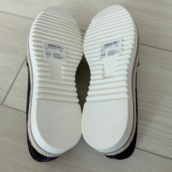 Clarks Serena Paige Black Leather Upper Espadrille Platform Slip On Loafer 5.5M - Picture 5 of 7